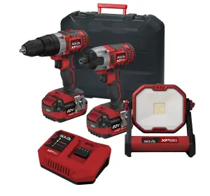 Lumberjack Cordless 20V Twin Kit Combi Drill Impact Driver Drill & Heavy Duty Work Light with 4A Batteries & Fast Charger