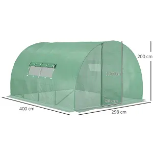 Outsunny 4 x 3M Walk-in Garden Polytunnel Greenhouse Galvanised Steel W/ Door