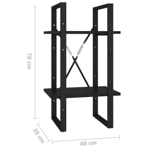 Berkfield 2-Tier Book Cabinet Black 40x30x70 cm Engineered Wood