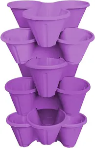 simpa 6 Tier Purple Strawberry Planter Trio Pot