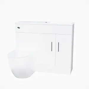 Nes Home James 1000mm Freestanding White Slimline Vanity Basin & WC Unit & BTW Toilet