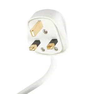 6 Way Surge Protected Mains Power Extension Lead with 2 x USB Ports, 1m, White -