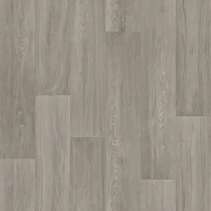 Anchor Oak Grey Wood Effect Anti-Slip Vinyl Flooring Sheet For Kitchen Bathroom Dinning Room-2m(6'6") X 4m(13'1")-8m²