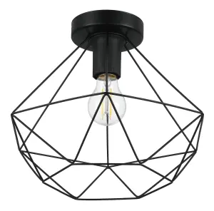 EGLO Tarbes Black Metal Geometric Pendant Ceiling Light, Contemporary Design (D) 32.5cm