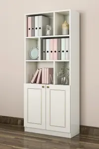 MARIE  2 Door Gold White Bookcase