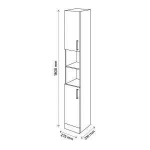 Veleka Gloss White Single Freestanding Bathroom Cabinet (H)180cm (W)27.5cm