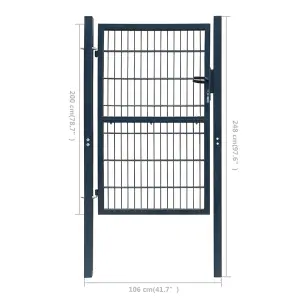 Berkfield Fence Gate Steel 106x248 cm Anthracite