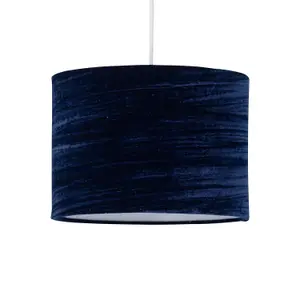 First Choice Lighting Navy Blue Crushed Velvet 30cm Pendant Lightshade