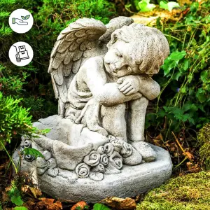 Detailed Guardian Angel Boy Memorial Stone