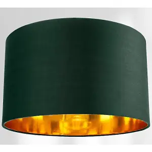 Contemporary Green Cotton 14 Table/Pendant Lamp Shade with Shiny Copper Inner