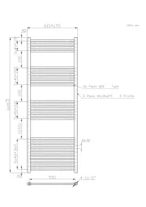 Right Radiators 1600x600 mm Straight Heated Towel Rail Radiator Bathroom Ladder Warmer Chrome