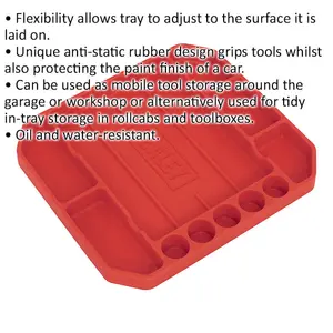 Non-Slip Flexible Tool Tray for Garage and Workshop - 275mm x 225mm x 30mm