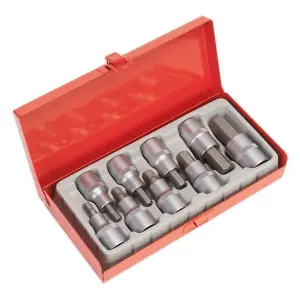 Sealey Hex Socket Bit Set Chrome Vanadium Steel 9 Pieces 1/2" Square Drive AK620