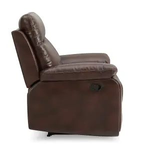 Carson 1 Seater Manual Recliner, Brown Air Leather