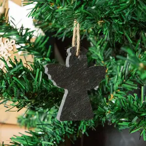 Nicola Spring - Slate Christmas Tree Decorations - 7 x 7cm - Angel