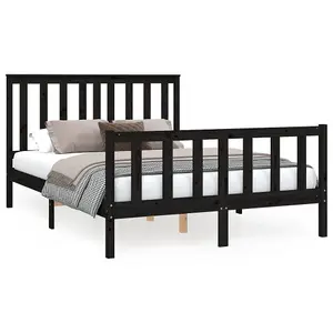 Berkfield Bed Frame with Headboard Black 120x200 cm Solid Wood Pine