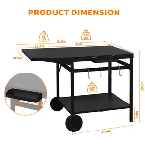 Kris 110 cm Outdoor BBQ and Pizza Oven Worktable Patio Bar Grill Cart