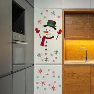 Happy Snowman With Colourful Snowflakes Wall Stickers Living room DIY Home Decorations