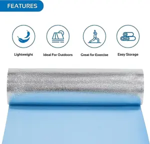 MantraRaj Aluminium Foil Backed Camping Mat Yoga Mat Thermal Insulated Roll Up Sleeping Picnic Exercises Mat Blue