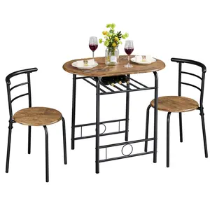 2 - Person Dining Set Brown/Black / 76" H x 49" W x 43" D