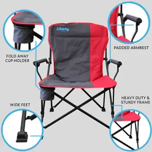 Liberty Leisure Folding Camping Chair LLFC-5 - Red, Outdoor Folding Chair