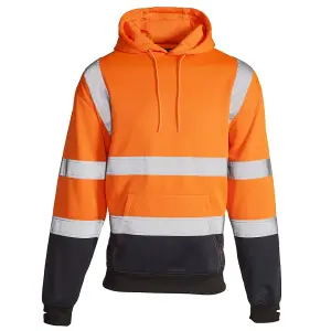 HI VIS 2 TONE HOODIE ORANGE/NAVY-3XLarge