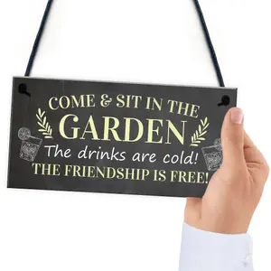 Come Sit In The Garden Sign Hanging Door Sign Garden Shed Summerhouse Plaque