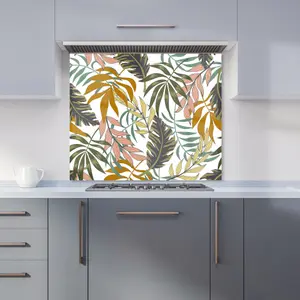 Tropical Leaves Premium Glass Kitchen Splashback W600mm x H600mm