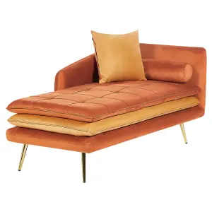 Right Hand Velvet Chaise Lounge Orange GONESSE