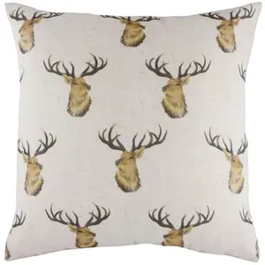 Evans Lichfield Rural Stag Hand-Painted WatercolourPrinted Polyester Filled Cushion