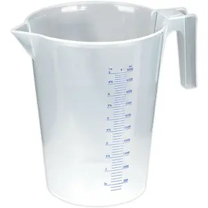 5 Litre Clear Measuring Jug with Easy Read Scale and Spout for Accurate Pouring