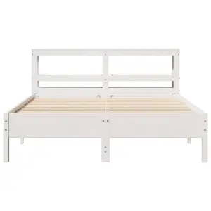 Berkfield Bed Frame without Mattress White 150x200 cm King Size Solid Wood Pine