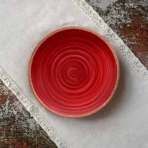 Purely Home Rustic Swirl Red Melamine Dinner Plates - Set of 5