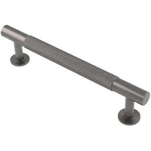 Knurled Bar Door Pull Handle 158 x 13mm 128mm Fixing Centres Anthracite Grey