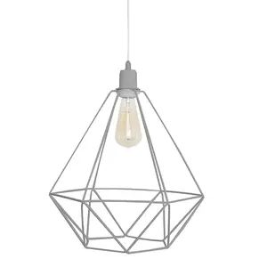 Luminosa Karo Wire Frame Pendant Ceiling Light Grey 35cm