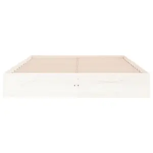 vidaXL Bed Frame White Solid Wood 135x190 cm Double