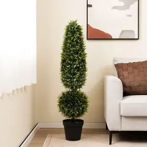 Costway 120CM Artificial Boxwood Topiary Tree Faux Topiary Plants with Natural Vines