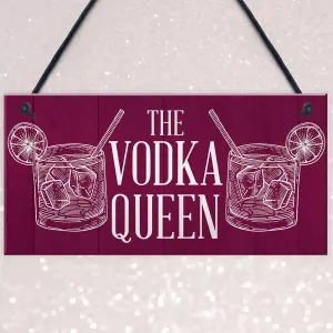 Red Ocean The Vodka Queen Funny Friendship Gift For Her Novelty Vodka Bar Home Bar Signs