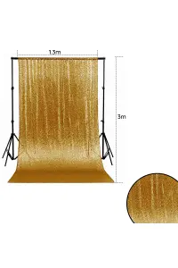 Neel Blue Shiny Fabric Sequin Backdrop Glitter Curtain, Gold - 4ft x 9ft