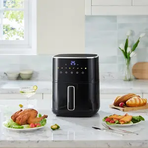 4.7L Knob Air Fryer with Touch Screen in Black