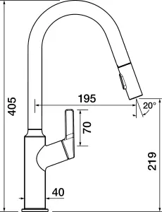 Clearwater Karuma J Spout Pull Out With Twin Spray Kitchen Brushed Nickel PVD - KAR20BN