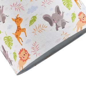 Jungle Animals Childrens Linen Fabric Lamp Shade - Elephants Lions and Giraffes