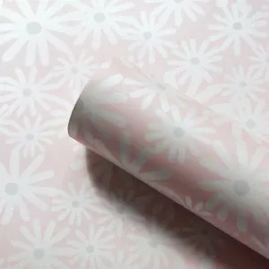 Skinny Dip Pink Floral Mica effect Embossed Wallpaper