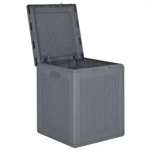 Berkfield Garden Storage Box Grey PP Rattan 90 L