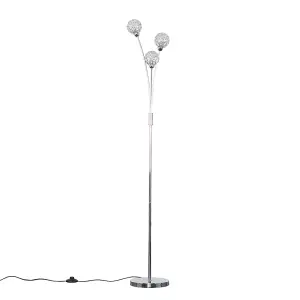 ValueLights Ducy Modern 3 Way Polished Chrome & Clear Acrylic Floor Lamp - Complete with 3w LED G9 Bulbs 3000K Warm White