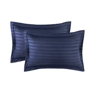 Microfiber Striped Duvet Cover Set with Pillowcases Navy / Double Duvet Cover + 2 Standard Pillowcases