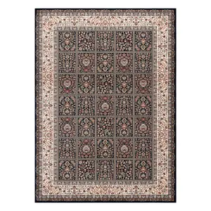 Carpet Wool NAIN Flowers, frame 1181/51011 navy / beige  240x340 cm