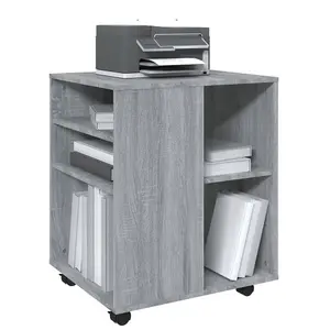 Berkfield Rolling Cabinet Grey Sonoma 60x53x72 cm Engineered Wood