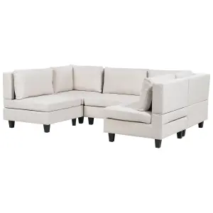 5-Seater Modular Fabric Sofa Light Beige UNSTAD