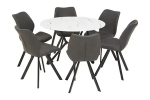 Durable Round Grey Dining Set, Space Saving Design Dining Set, Contemporary Small Dining Set For House